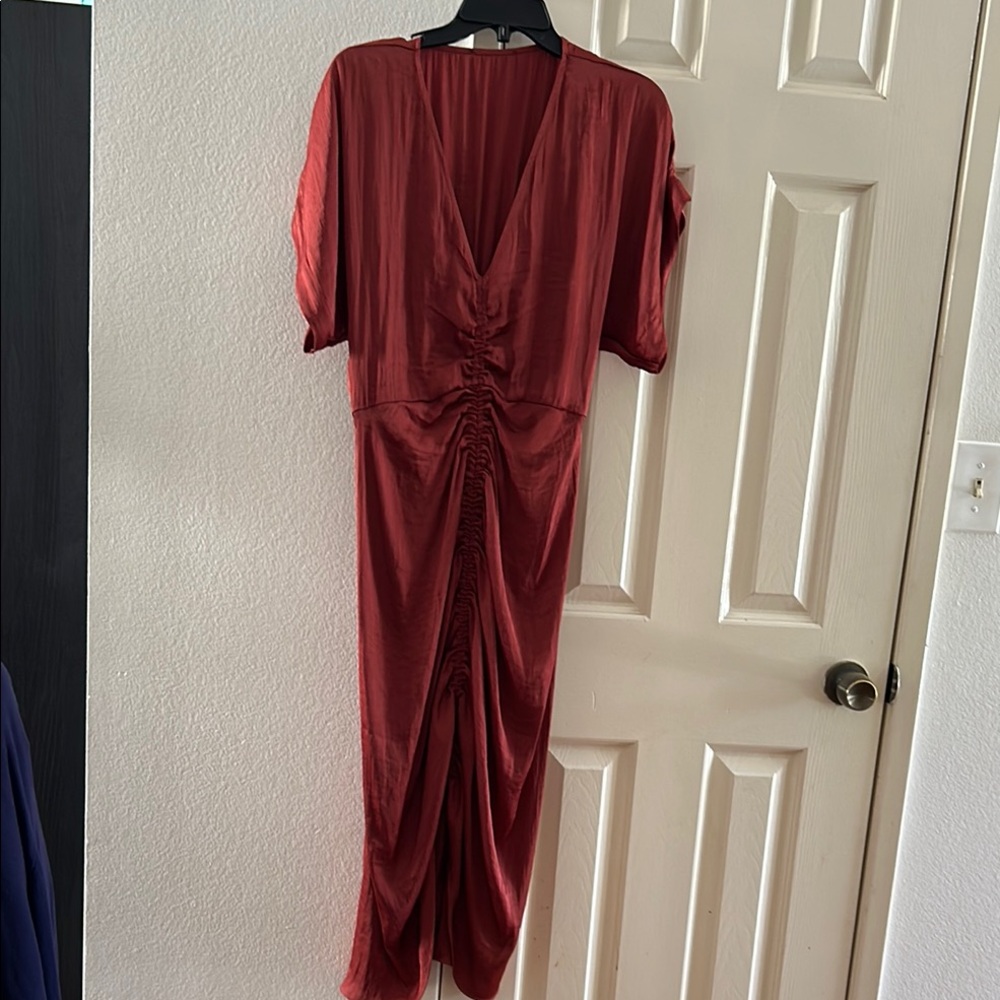 Steve Madden Red Flutter Sleeve Wrap Midi Dress